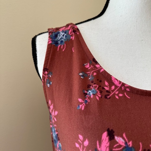 *MUDD* Pink x Blue Floral Sleeveless Cross-Back Sundress Size M - Picture 4 of 9